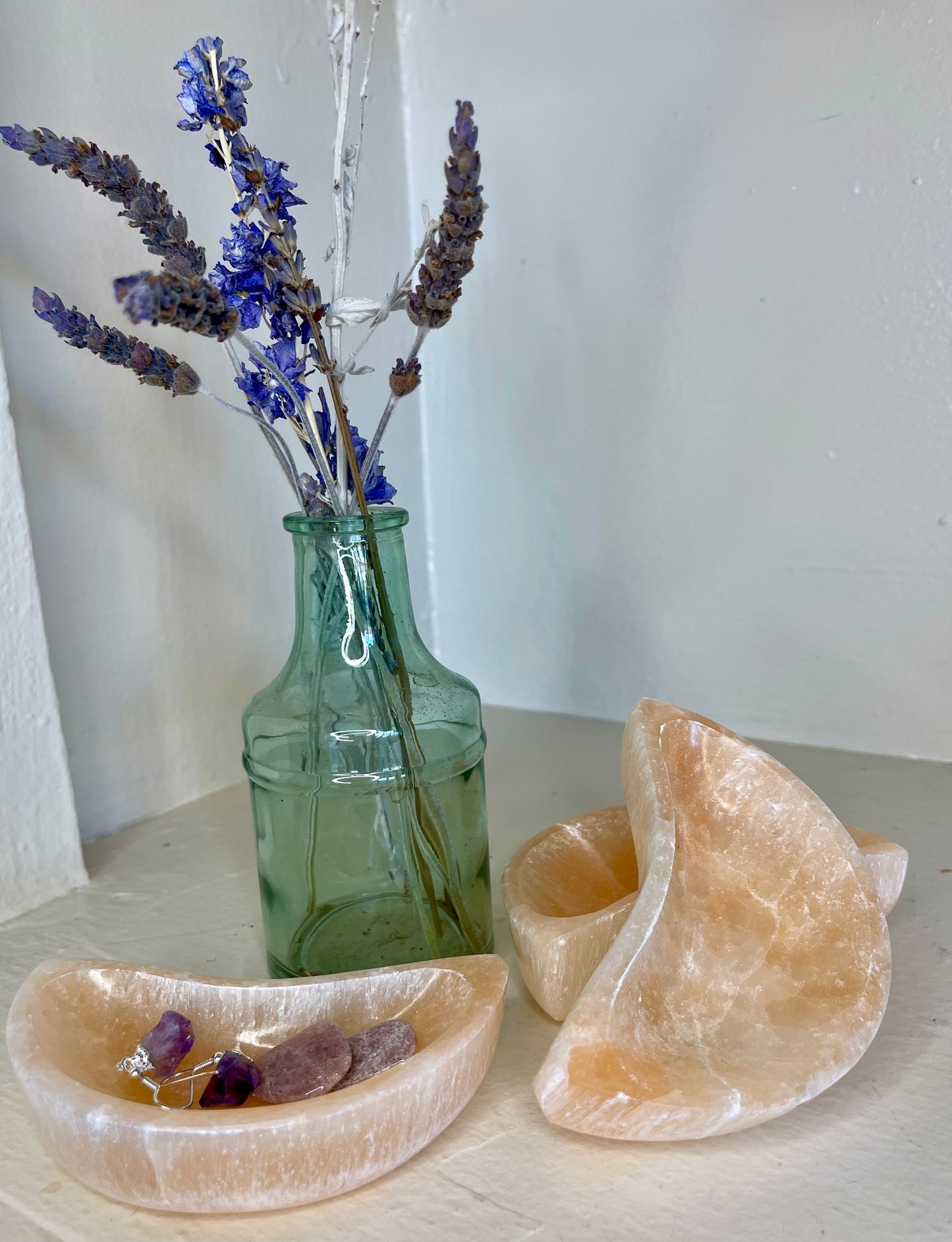 Red Selenite Half Moon Bowl